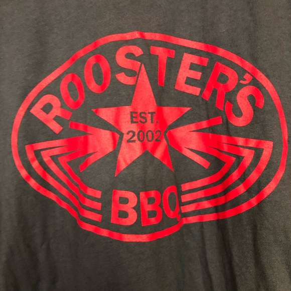 Roosters BBQ sz XL red gray “beat my meat” shirt - Picture 3 of 5